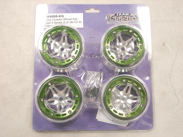 Alloy 5 Spoke 2.2 Size Beadlock Wheel Set w/ 12mm Hex