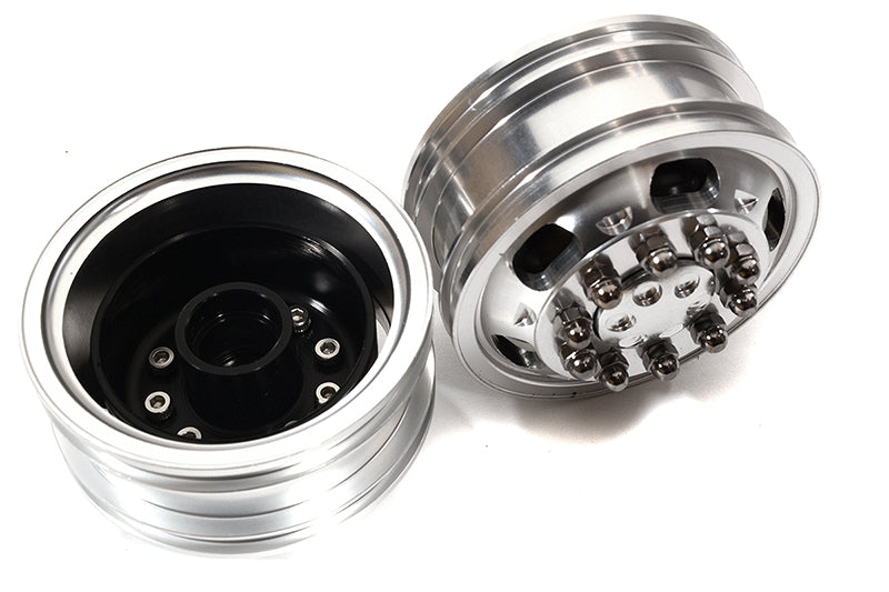 Billet Machined Alloy Front Wheel Type 12R Set (2) for Tamiya 1/14 Scale Trucks