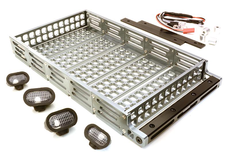 Realistic 1/10 Scale Alloy Luggage Tray 192x107x24mm with 4 LED Spot Light Set