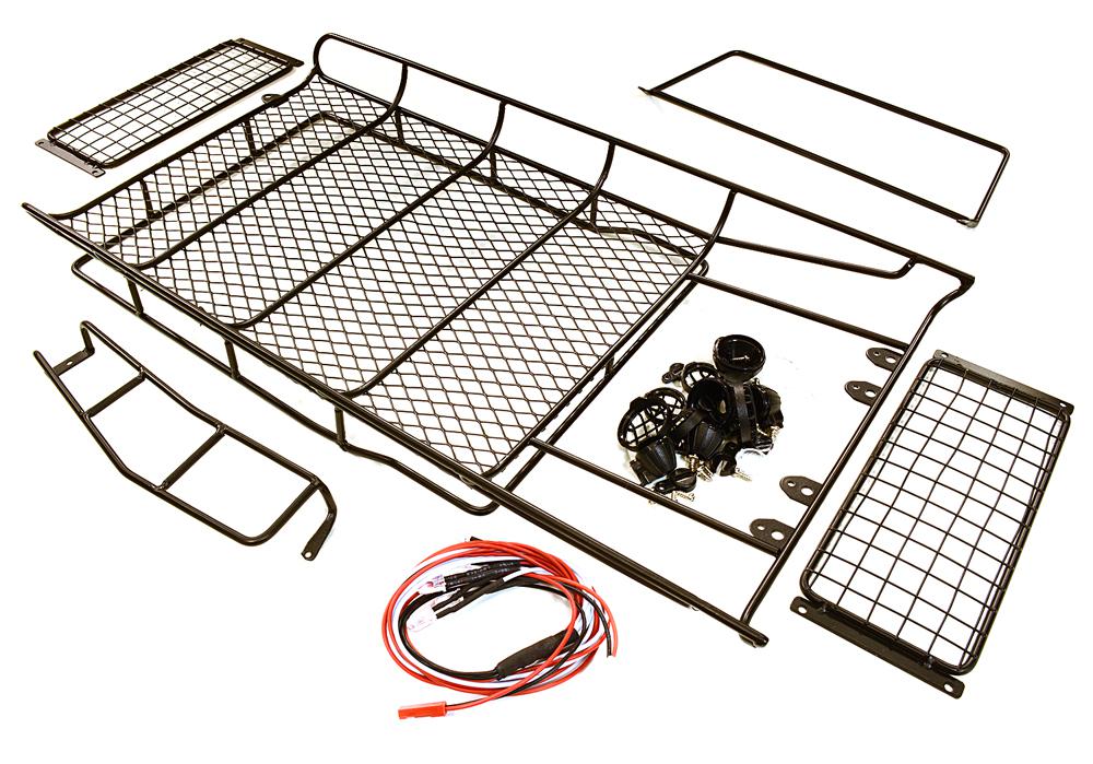 Realistic Full Roof Rack 335x182x42mm w/LED Lights for 1/10 D90 Gen-2 Scale Body