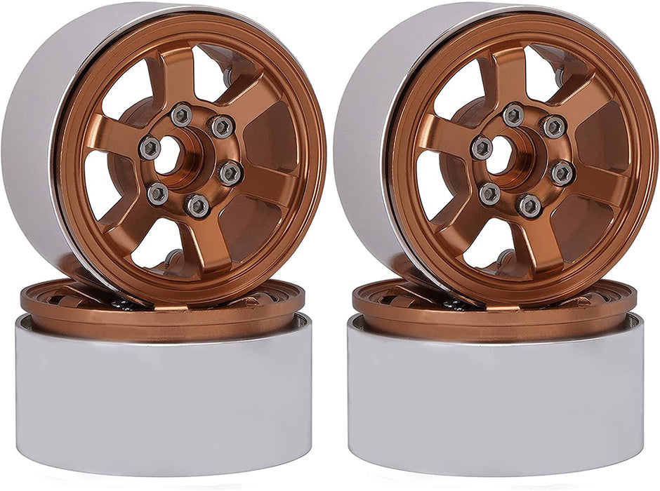 Billet Machined Alloy 6 Spoke 1.9 Wheels (4) for Scale Crawler W=29mm