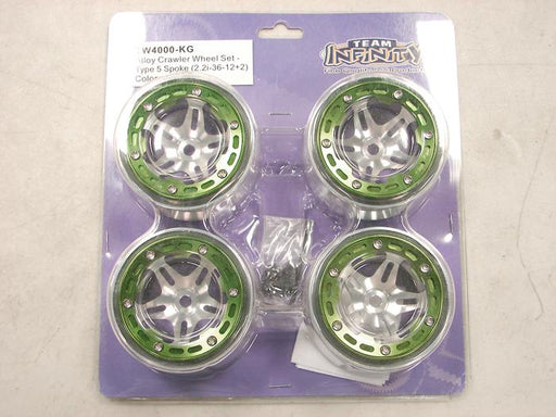 Alloy 5 Spoke 2.2 Size Beadlock Wheel Set w/ 12mm Hex