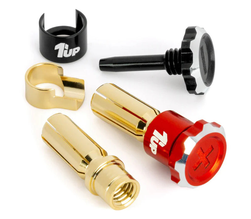 1up Racing Lockdown Adjustable Bullet Plugs - 5mm / Red