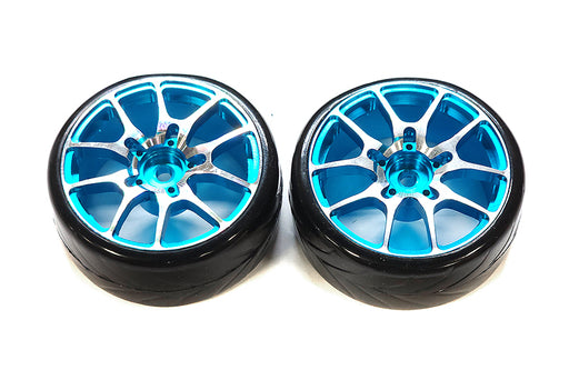 Alloy 10 Spoke Wheels & Tires Set (2) for 1/10 Drift W=26mm (defects, damaged)