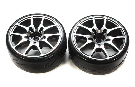 Alloy 10 Spoke Wheels & Tires Set (2) for 1/10 Drift W=26mm (tire damaged)