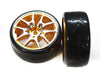 Alloy 10 Spoke Wheels & Tires Set (2) for 1/10 Drift W=26mm (tire damaged)