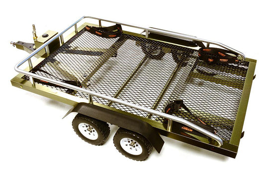 Alloy Flatbed Dual Axle Car Trailer Kit for 1/10 Scale RC  (without LED Lights)