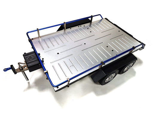 Blue Machined Alloy Flatbed Dual Axle Trailer Kit for 1/10 Scale RC (w/o lights)