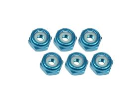 3Racing 2mm Aluminum Lock Nuts (6 Pcs) - Light Blue