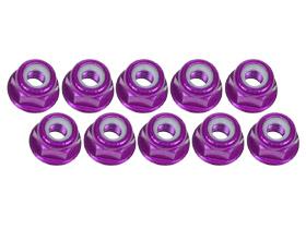 3Racing 3mm Aluminum Flanged Lock Nuts (10 Pcs) - Purple