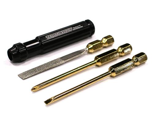 QuickPit 3pcs Mini Set, Diamond File + Flat + Cross Driver Tips