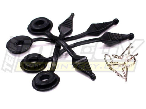 Secured Body Clip (4) with Top Protection Cushion for 1/10 Scale
