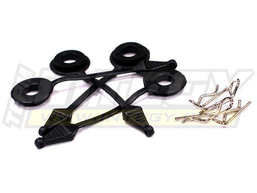 Secured Body Clip (4) with Top Protection Cushion for 1/8 Scale