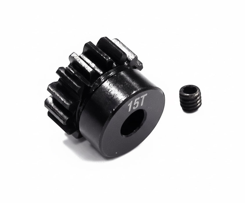 Billet Steel Pinion Gear 15T, 1M/5mm Shaft for 1/8 Off-Road & Savage Flux