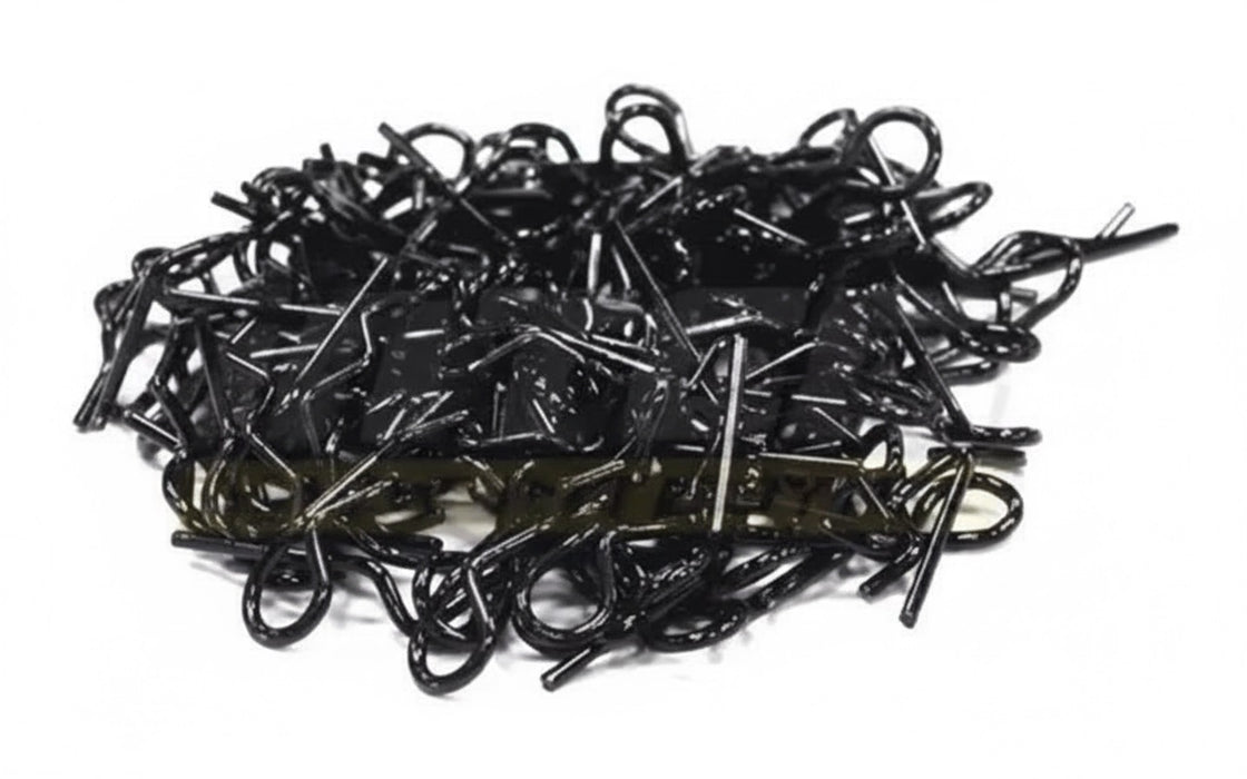 Bent-Up Body Clips (100) for 1/10 Short Course & Monster Trucks(LxW=19.5x6.5mm)