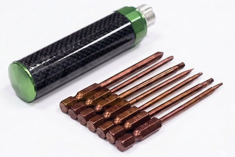 QuickPit 7pcs Set w/ Carbon Fiber Handle, Metric Hex Wrench + Screw Driver Tips