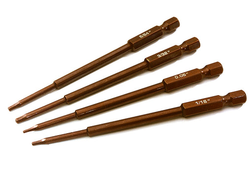 4pcs Hex Tip Std Set w/ 1/4 Inch Adapter (0.05 1/16 5/64 3/32)