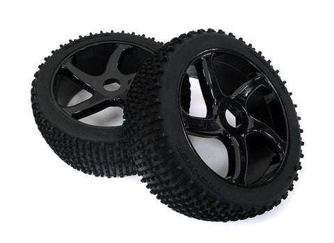 Mounted 1/8 Buggy 5 Spoke 17mm Wheel+Pattern H Tire Set (2) (O.D.=116mm)