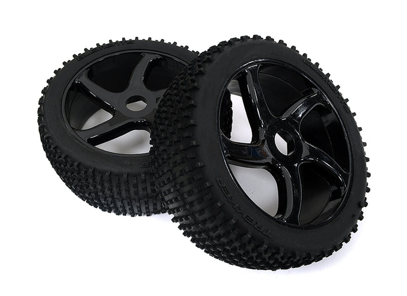 Mounted 1/8 Buggy 5 Spoke 17mm Wheel+Pattern H Tire Set (2) (O.D.=116mm)