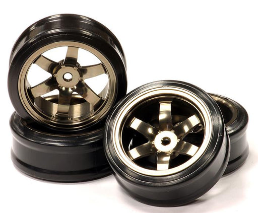 V2 Billet Machined Alloy 6 Spoke Wheel +8 Offset + Drift Tire(4) Set (O.D.=64mm)