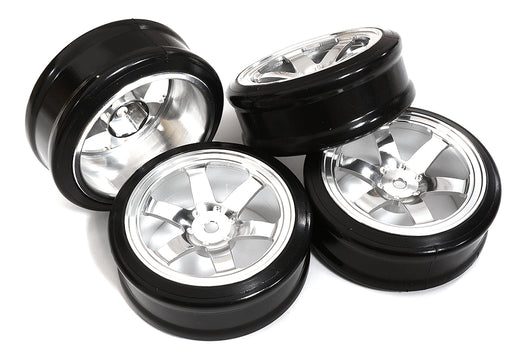 Billet Machined Alloy 6 Spoke Wheel +8 Offset + Drift Tire (4) Set (O.D.=62mm)