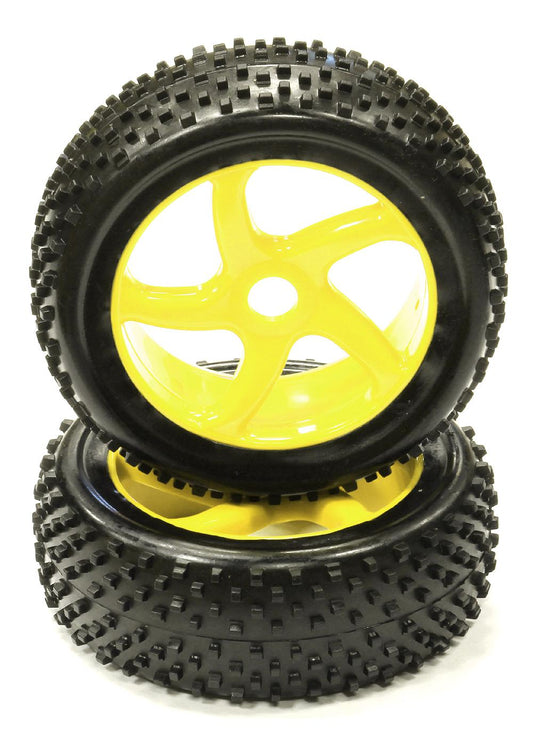 Mounted 1/8 Buggy 5 Spoke-S 17mm Wheel+Pattern RT Tire Set (2) (O.D.=110mm)