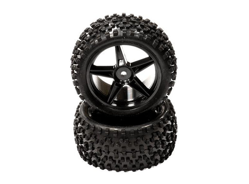 Pre-Mounted 1/10 Buggy 5 Spoke Rear 40mm All Terrain Q4025 12mm Hex (O.D. 87mm)