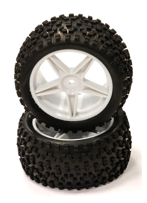 Pre-Mounted 1/10 Buggy 5 Spoke Rear 40mm All Terrain Q4025 12mm Hex (O.D. 87mm)