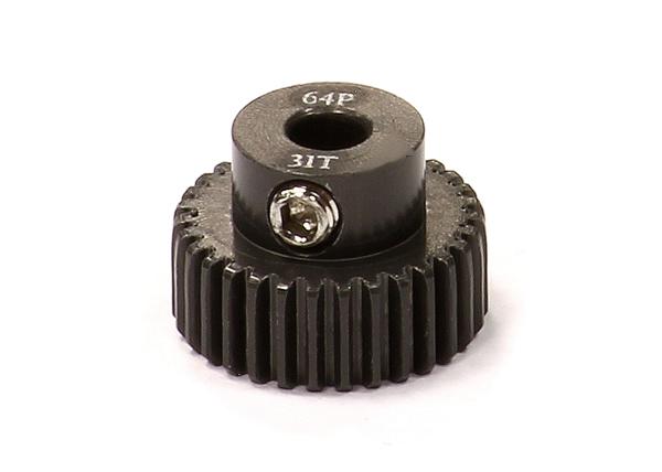 Billet Machined Hard Anodized Aluminum 64 Pitch Pinion 31 Teeth for 0.125 Shaft