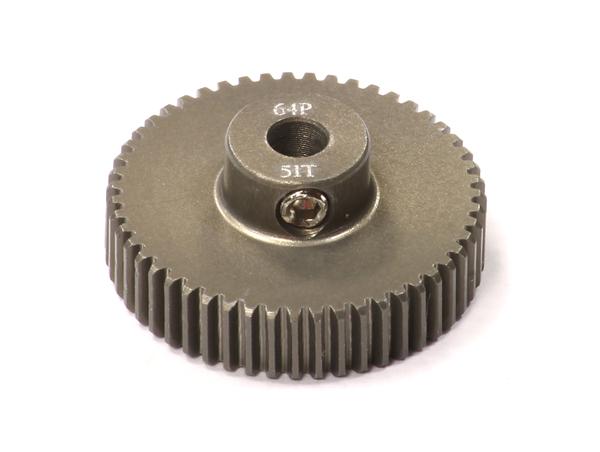 Billet Machined Hard Anodized Aluminum 64 Pitch Pinion 51 Teeth for 0.125 Shaft