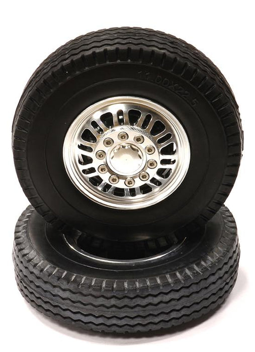 Billet Alloy Front Wheel Type III+Tire Set for Tamiya 1/14 Scale Tractor Trucks