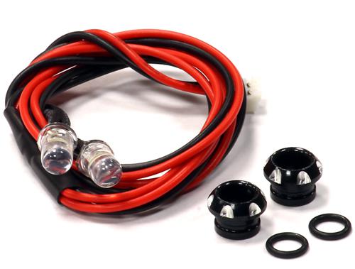 Billet Machined Alloy LED Holder Set 5mm Size + (2) White LED Light