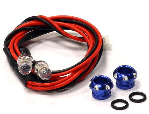 Billet Machined Alloy LED Holder Set 5mm Size + (2) White LED Light