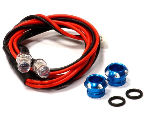 Billet Machined Alloy LED Holder Set 5mm Size + (2) White LED Light