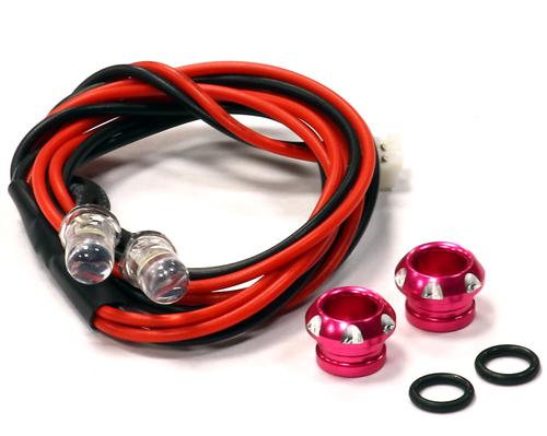 Billet Machined Alloy LED Holder Set 5mm Size + (2) White LED Light