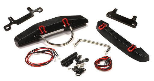 Realistic 1/10 F&R Bumper Set with LED(4) & Towing Hooks for SCX-10