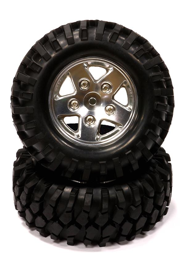 Billet Machined S5 Spoke 1.9 Size Wheel w/All Terrain T2 Tires for Scale Crawler