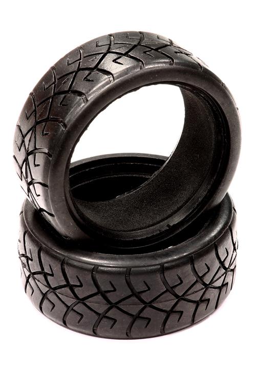 X-Type Pattern Rubber Tires (2) w/ Insert for 1/10 Touring Car