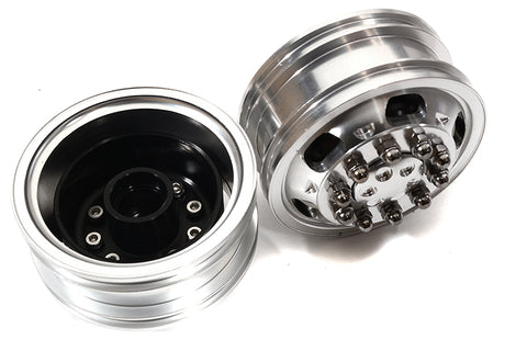 Billet Machined Alloy Front Wheel Type 12R Set (2) for Tamiya 1/14 Scale Trucks