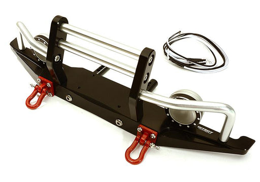 Billet Machined Alloy Front Bumper w/ LED (2) for Axial SCX-10, Dingo & Honcho