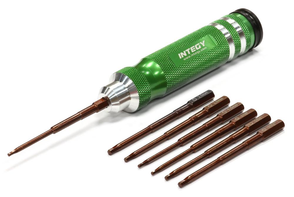 QuickPit 7pcs Allen Hex w/ 1/4 Adapter (0.05, 1/16, 5/64, 3/32, 1.5, 2.0, 2.5mm)