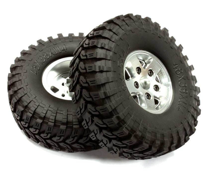 Billet Machined 5 Spoke XF 1.9 Wheel & Tire (2) for Scale Crawler (O.D.=114mm)