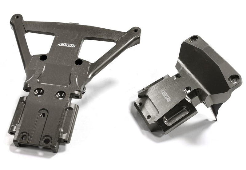 Grey Machined Aluminum Front & Rear Bulkhead for Traxxas Slash 4X4 LCG Chassis