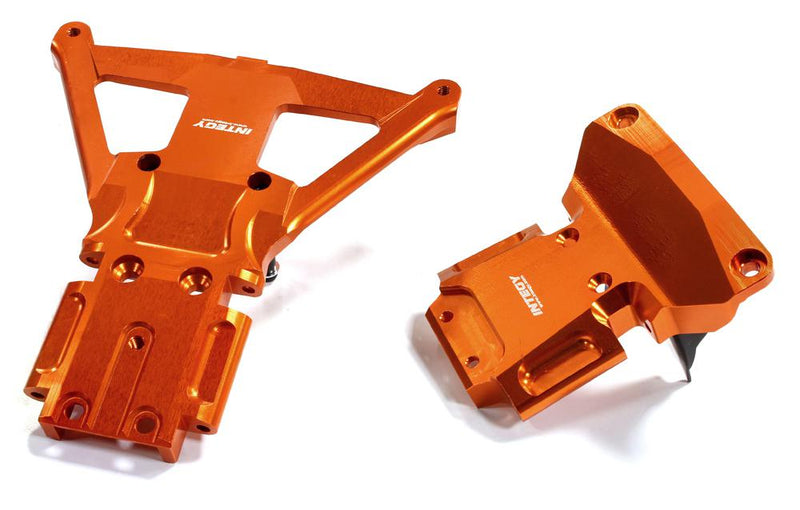 Orange Machined Aluminum Front & Rear Bulkhead for Traxxas Slash 4X4 LCG Chassis