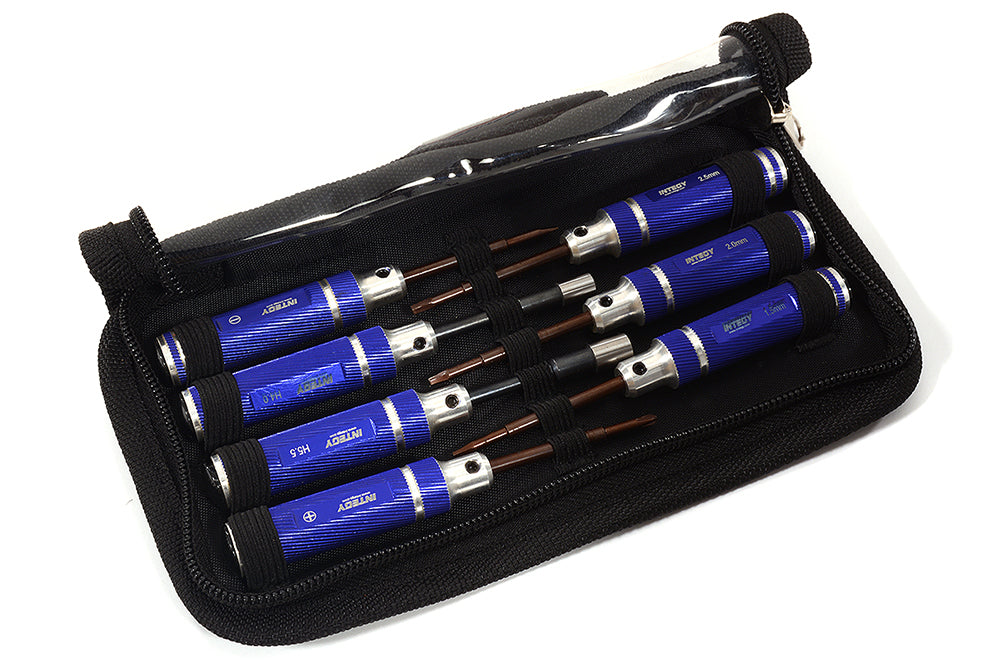 7pcs Mini Tool Set, 1.5, 2.0, 2.5mm Allen + 4.0, 5.5 Socket + Screw Driver Tips