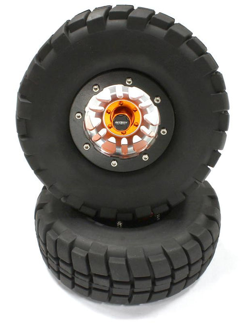 Billet Machined 6D Spoke 1.9 Size Wheel & Tire (2) for Scale Crawler (OD=106mm)