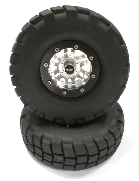 Billet Machined 6D Spoke 1.9 Size Wheel & Tire (2) for Scale Crawler (OD=106mm)