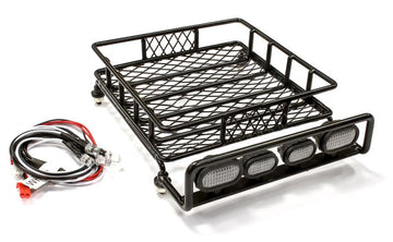 Realistic 1/10 Scale Metal Luggage Tray 140x118mm with 4 LED Spot Light Set