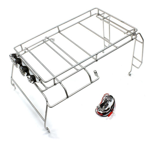 Realistic Outer Steel EXO-Roll Cage w/ LED Spot Lights for 1/10 D90 Scale Body