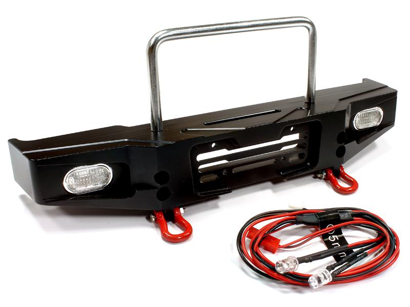 Billet Machined Front Bumper w/ LED Lights for D90 Scale Rock Crawler